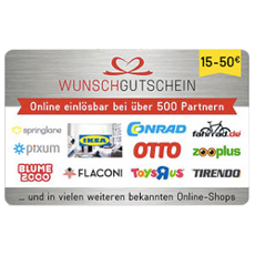 15€ Wunschgutschein - in über 500 Shops einlösbar!